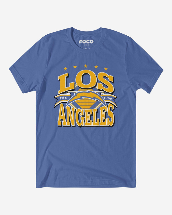 Los Angeles Chargers Established Banner T-Shirt FOCO Columbia Blue S - FOCO.com