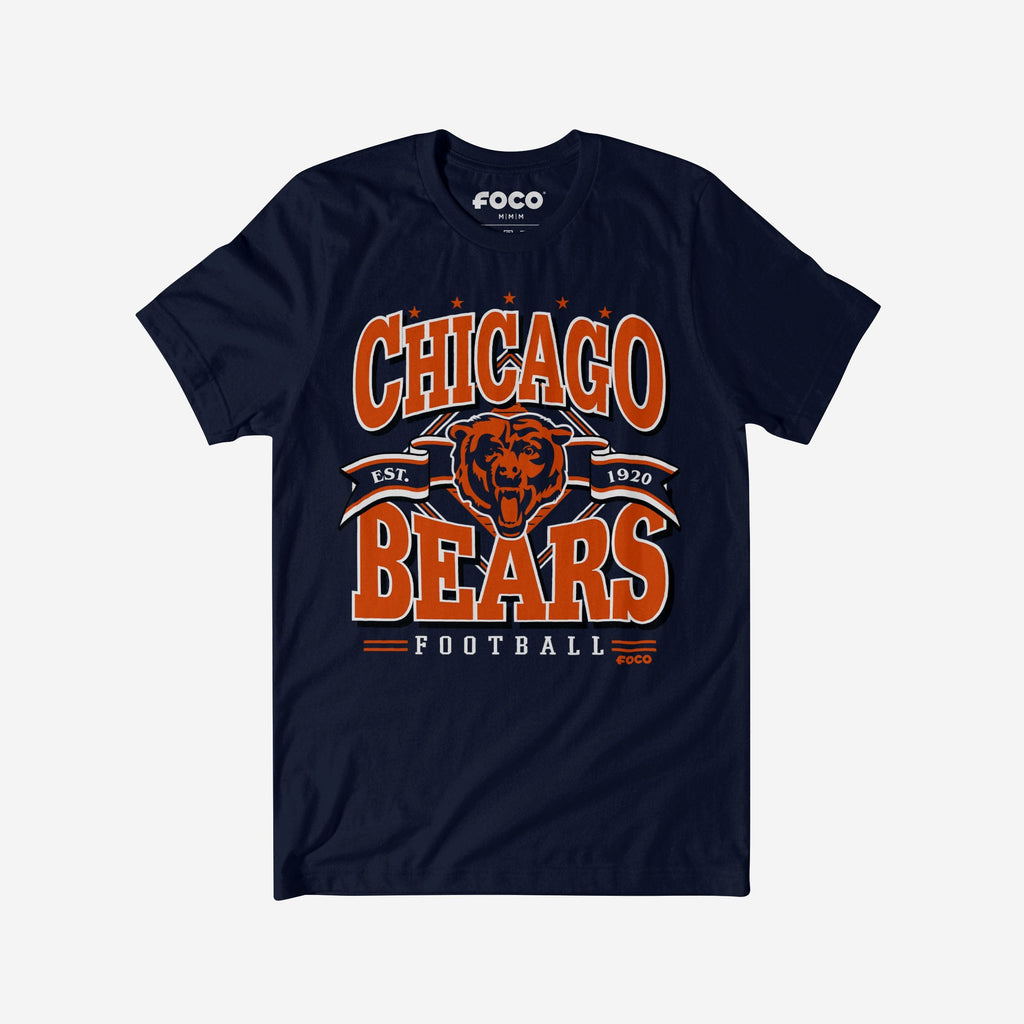 Chicago Bears Established Banner T-Shirt FOCO Navy S - FOCO.com