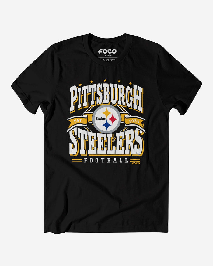 Pittsburgh Steelers Established Banner T-Shirt FOCO Black S - FOCO.com