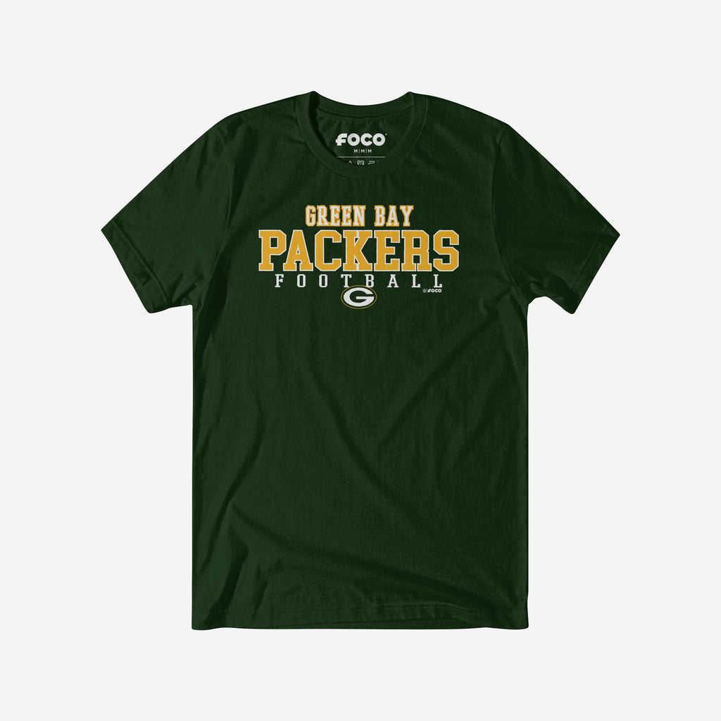 Green Bay Packers Football Wordmark T-Shirt FOCO S - FOCO.com