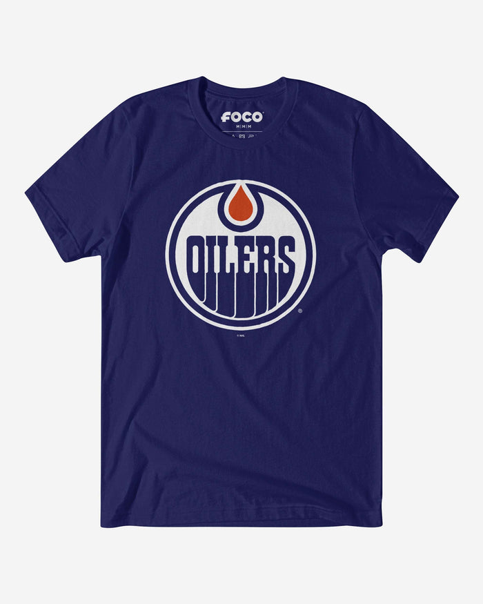 Edmonton Oilers Primary Logo T-Shirt FOCO Team Navy S - FOCO.com