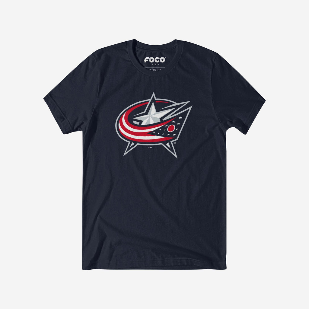 Columbus Blue Jackets Primary Logo T-Shirt FOCO Navy S - FOCO.com