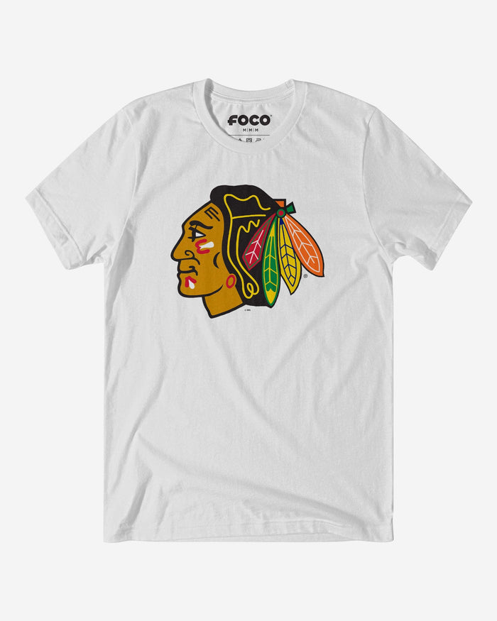 Chicago Blackhawks Primary Logo T-Shirt FOCO White S - FOCO.com