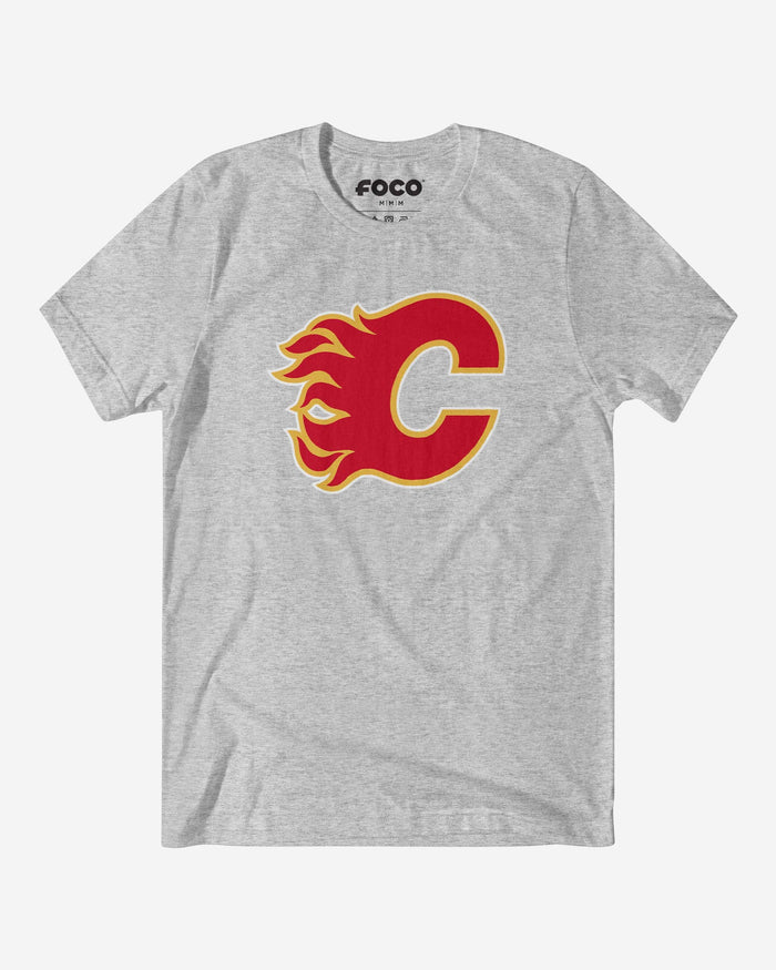 Calgary Flames Primary Logo T-Shirt FOCO Athletic Heather S - FOCO.com