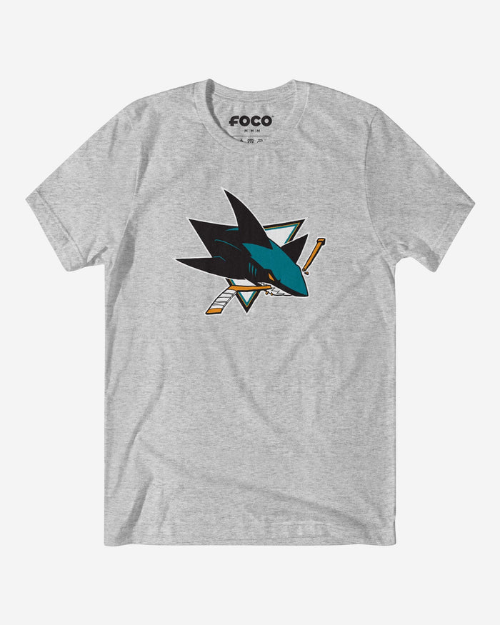 San Jose Sharks Primary Logo T-Shirt FOCO Athletic Heather S - FOCO.com