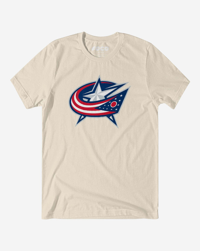 Columbus Blue Jackets Primary Logo T-Shirt FOCO Natural S - FOCO.com