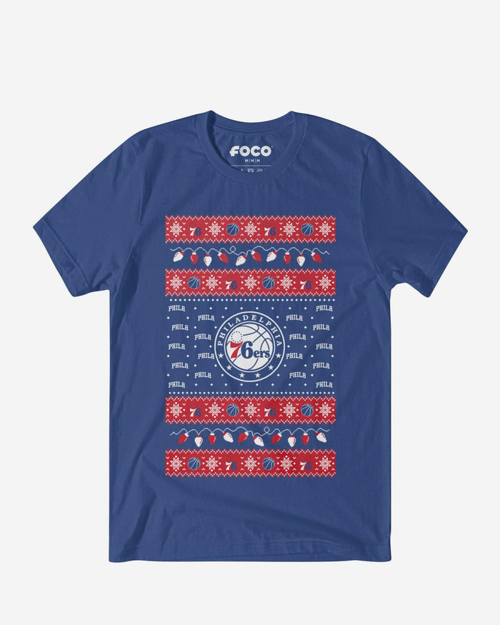 Philadelphia 76ers Holiday Lights Sweater T-Shirt FOCO S - FOCO.com