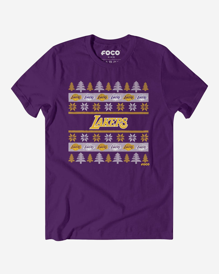 Los Angeles Lakers Holiday Sweater T-Shirt FOCO Team Purple S - FOCO.com