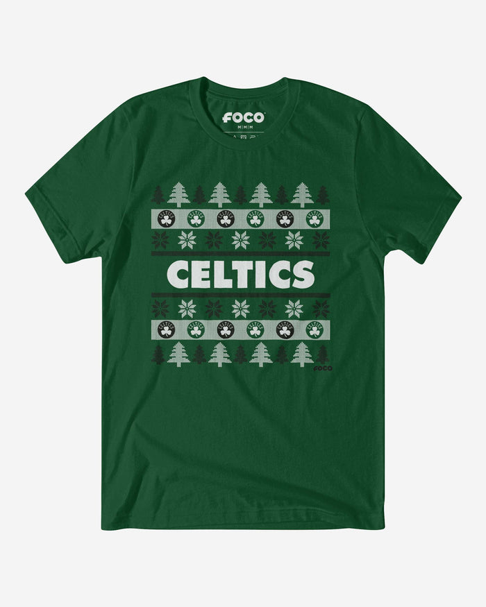 Boston Celtics Holiday Sweater T-Shirt FOCO S - FOCO.com