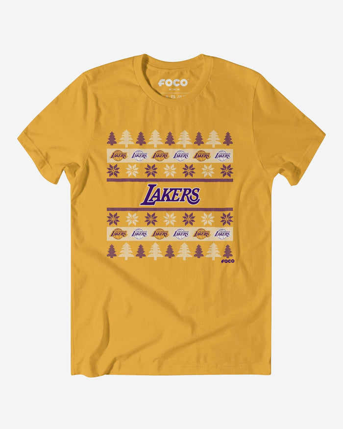 Los Angeles Lakers Holiday Sweater T-Shirt FOCO Maize Yellow S - FOCO.com