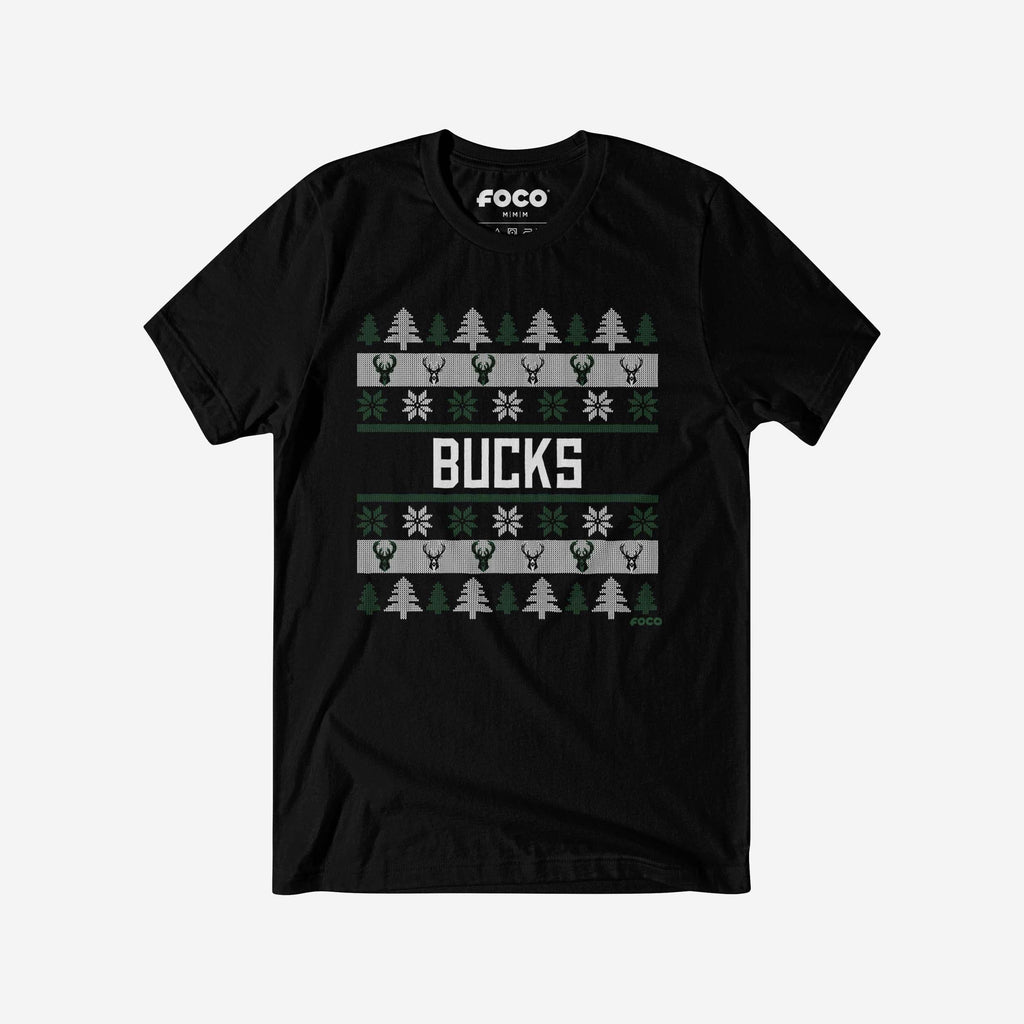 Milwaukee Bucks Holiday Sweater T-Shirt FOCO S - FOCO.com