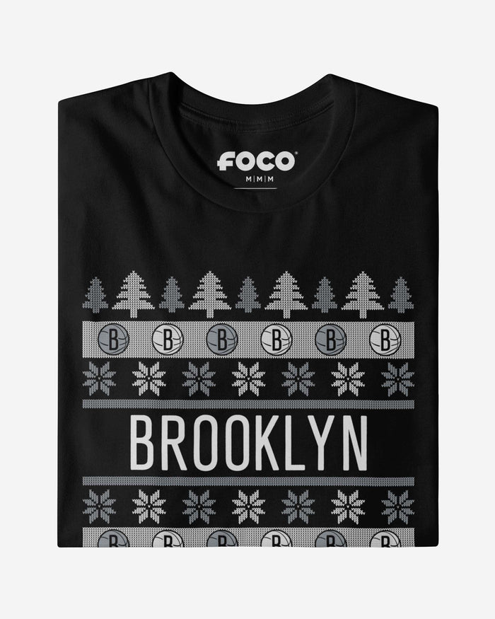 Brooklyn Nets Holiday Sweater T-Shirt FOCO - FOCO.com