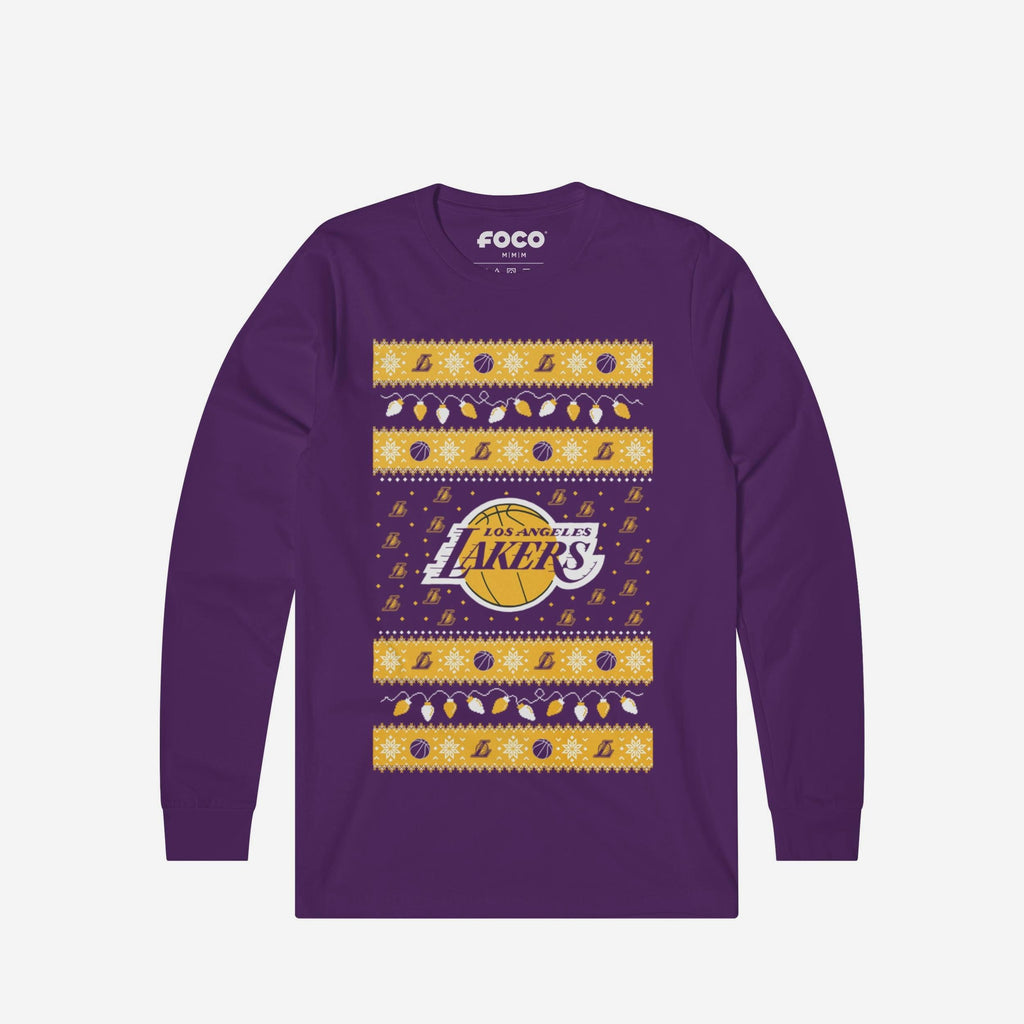 Los Angeles Lakers Holiday Lights Sweater Long Sleeve T-Shirt FOCO S - FOCO.com