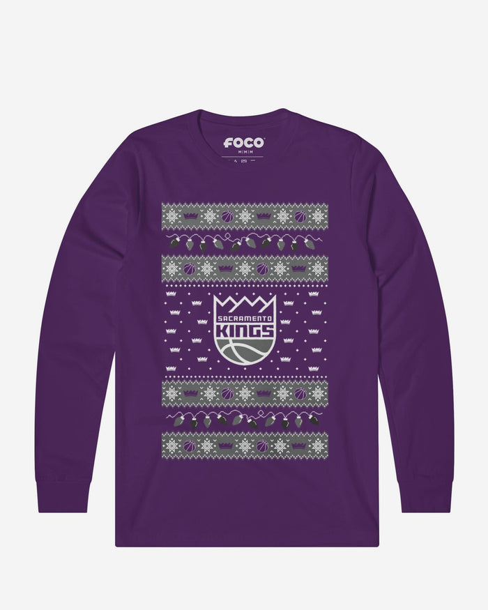 Sacramento Kings Holiday Lights Sweater Long Sleeve T-Shirt FOCO S - FOCO.com