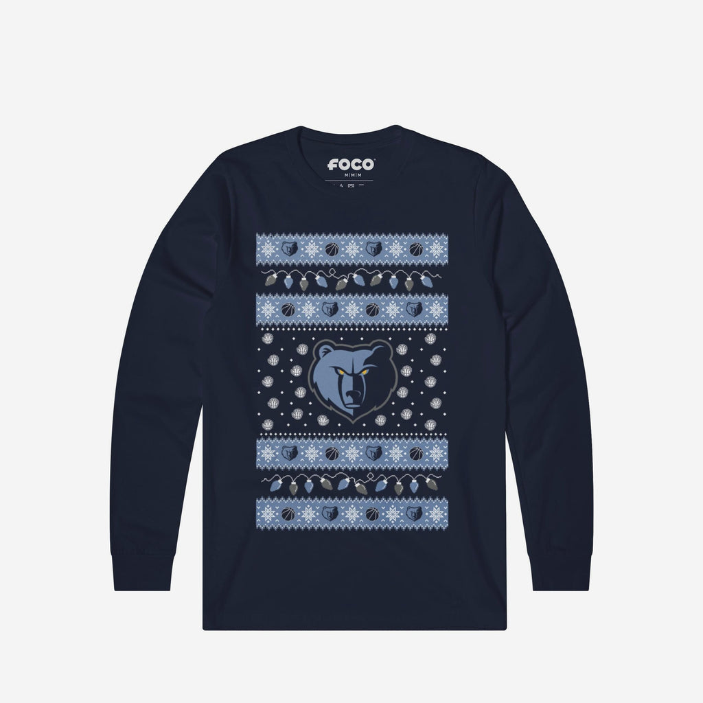 Memphis Grizzlies Holiday Lights Sweater Long Sleeve T-Shirt FOCO S - FOCO.com