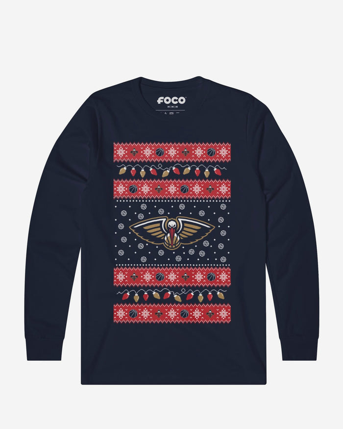 New Orleans Pelicans Holiday Lights Sweater Long Sleeve T-Shirt FOCO S - FOCO.com