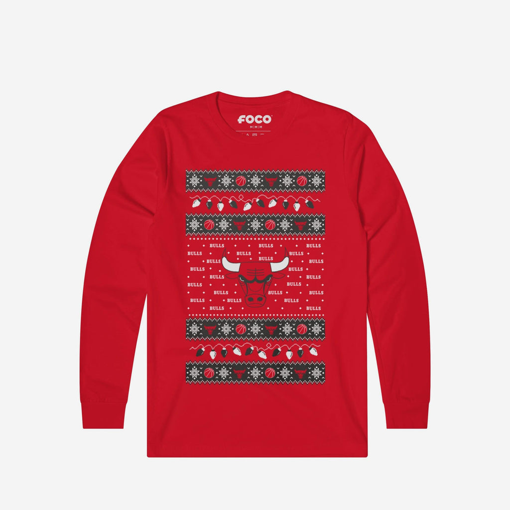 Chicago Bulls Holiday Lights Sweater Long Sleeve T-Shirt FOCO S - FOCO.com