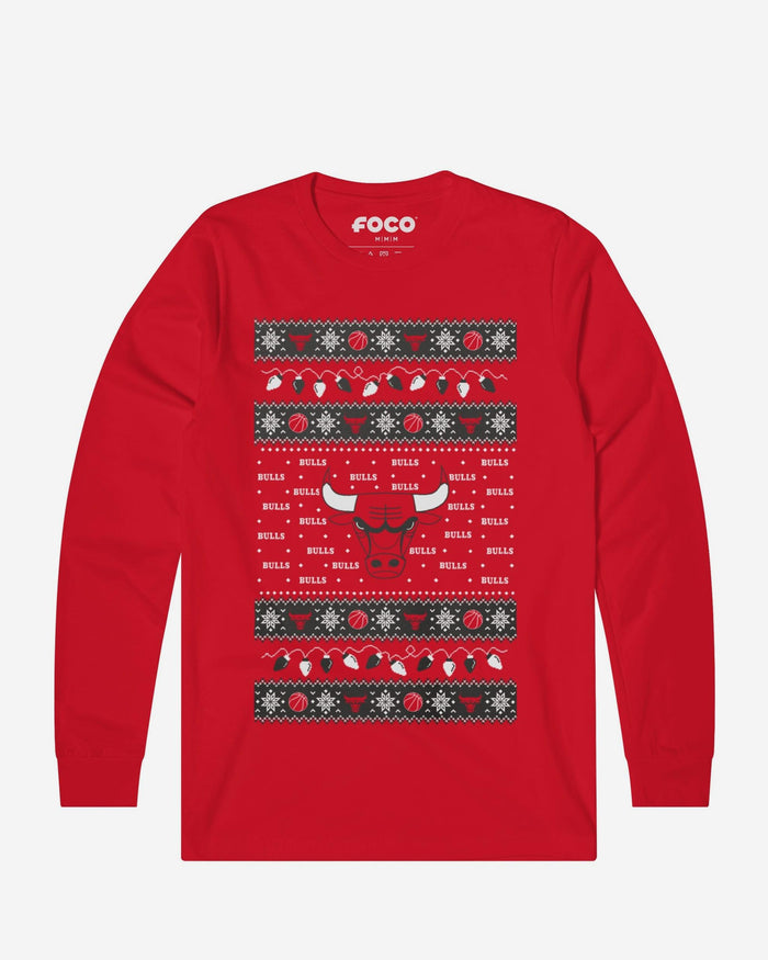 Chicago Bulls Holiday Lights Sweater Long Sleeve T-Shirt FOCO S - FOCO.com