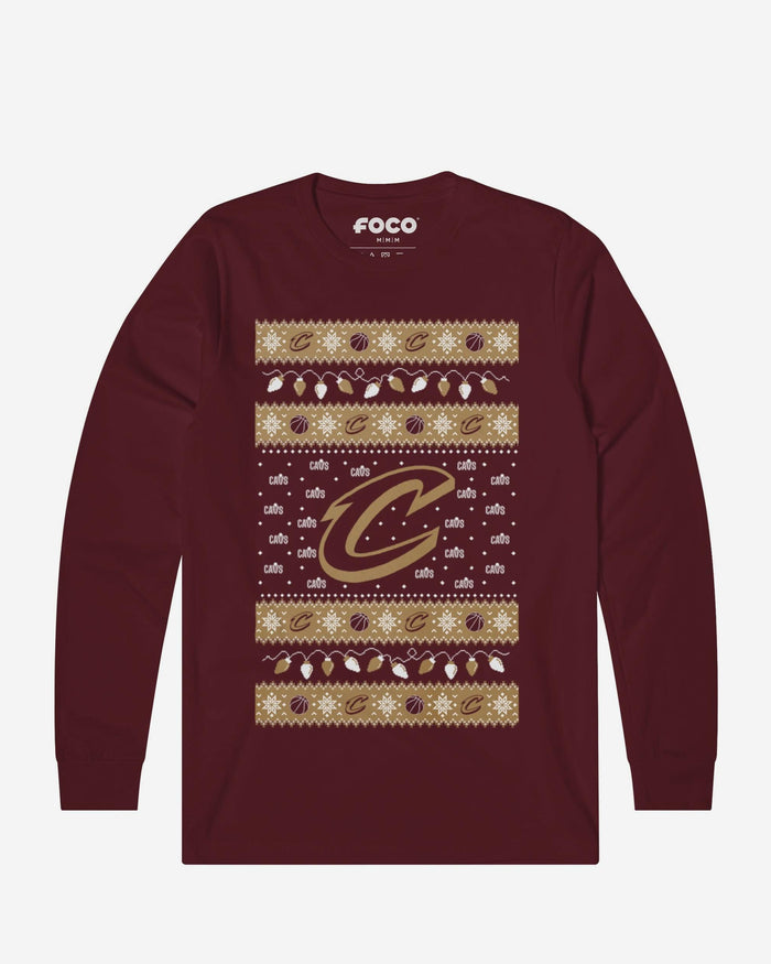 Cleveland Cavaliers Holiday Lights Sweater Long Sleeve T-Shirt FOCO S - FOCO.com
