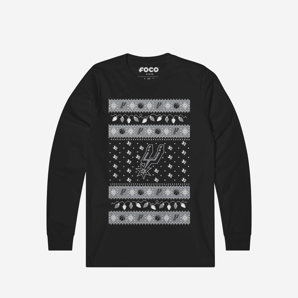 San Antonio Spurs Holiday Lights Sweater Long Sleeve T-Shirt FOCO S - FOCO.com