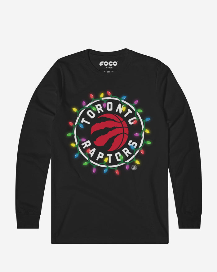 Toronto Raptors Primary Logo Holiday Lights Long Sleeve T-Shirt