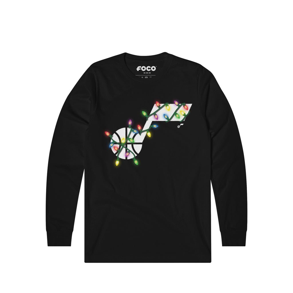 Utah Jazz Primary Logo Holiday Lights Long Sleeve T-Shirt