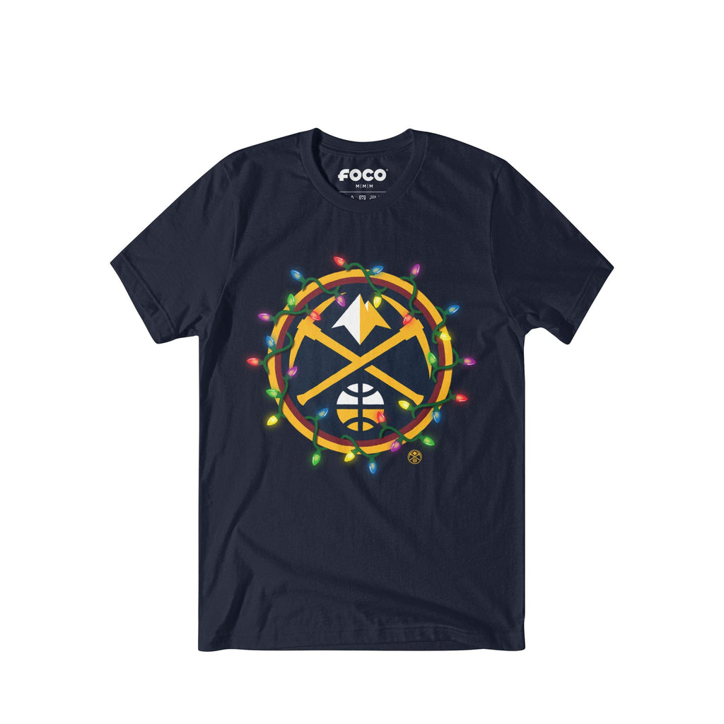 Denver Nuggets Primary Logo Holiday Lights T-Shirt