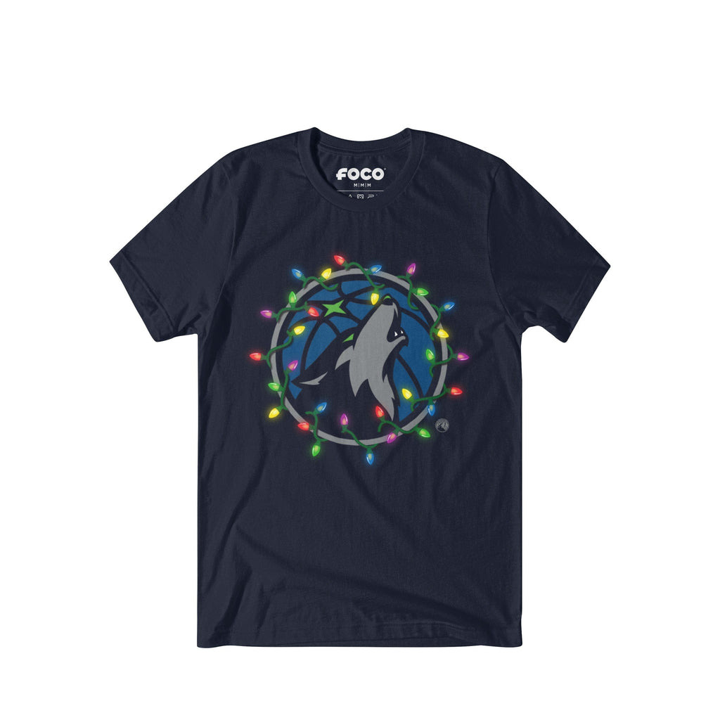 Minnesota Timberwolves Primary Logo Holiday Lights T-Shirt