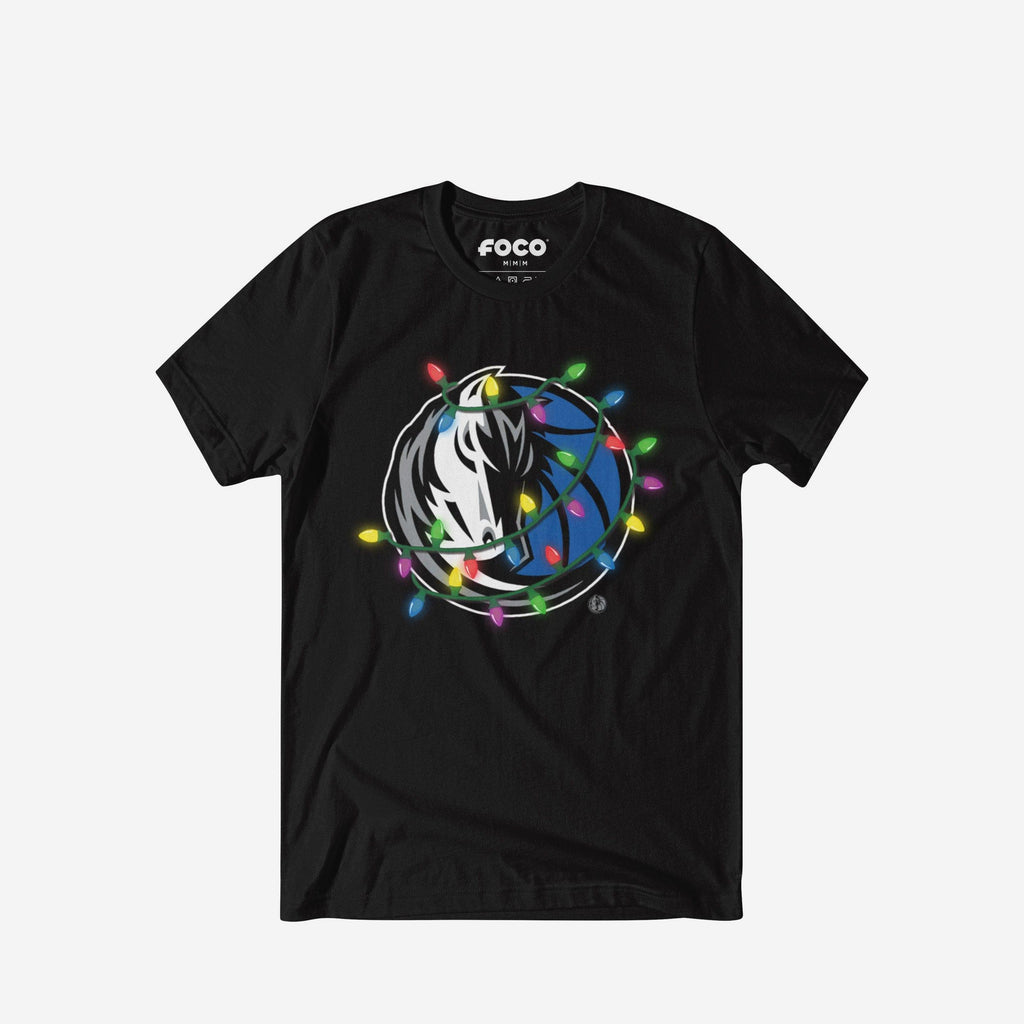 Dallas Mavericks Primary Logo Holiday Lights T-Shirt FOCO S - FOCO.com