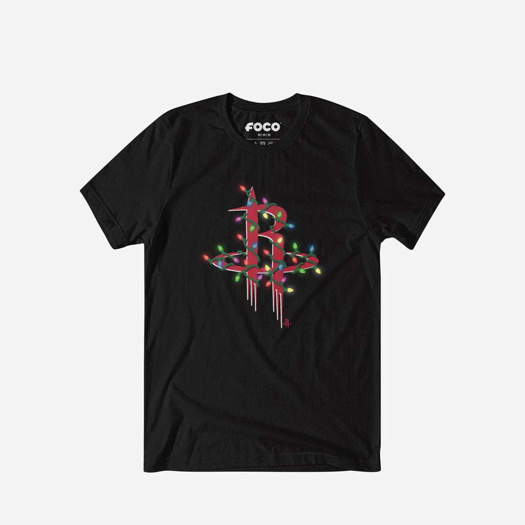 Houston Rockets Primary Logo Holiday Lights T-Shirt FOCO S - FOCO.com