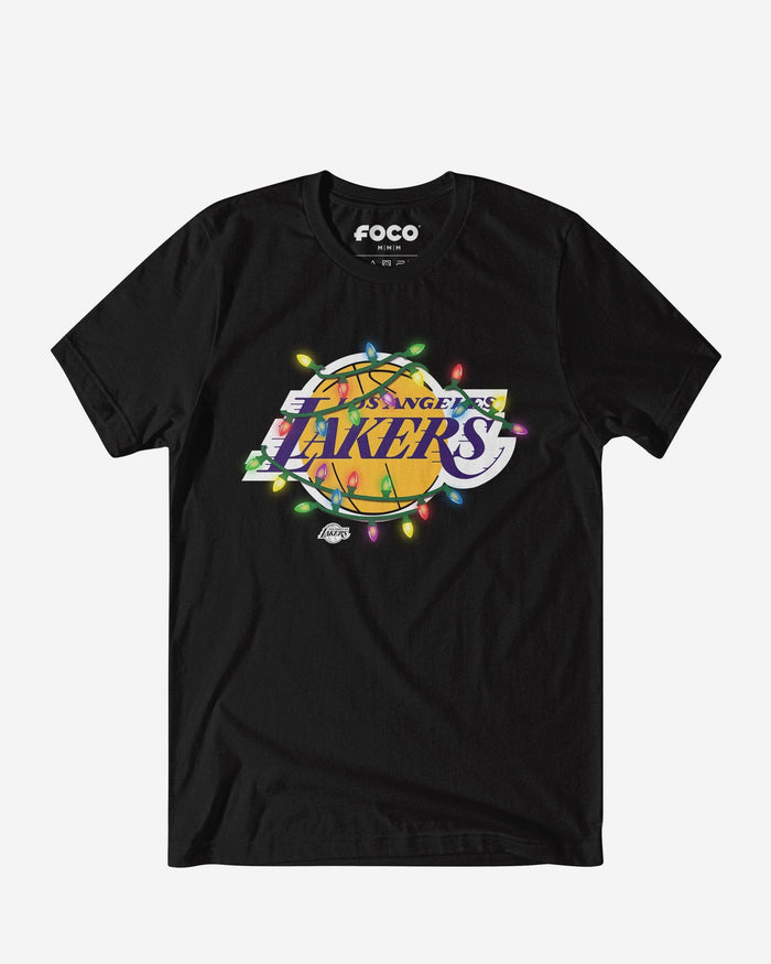 Los Angeles Lakers Primary Logo Holiday Lights T-Shirt FOCO S - FOCO.com