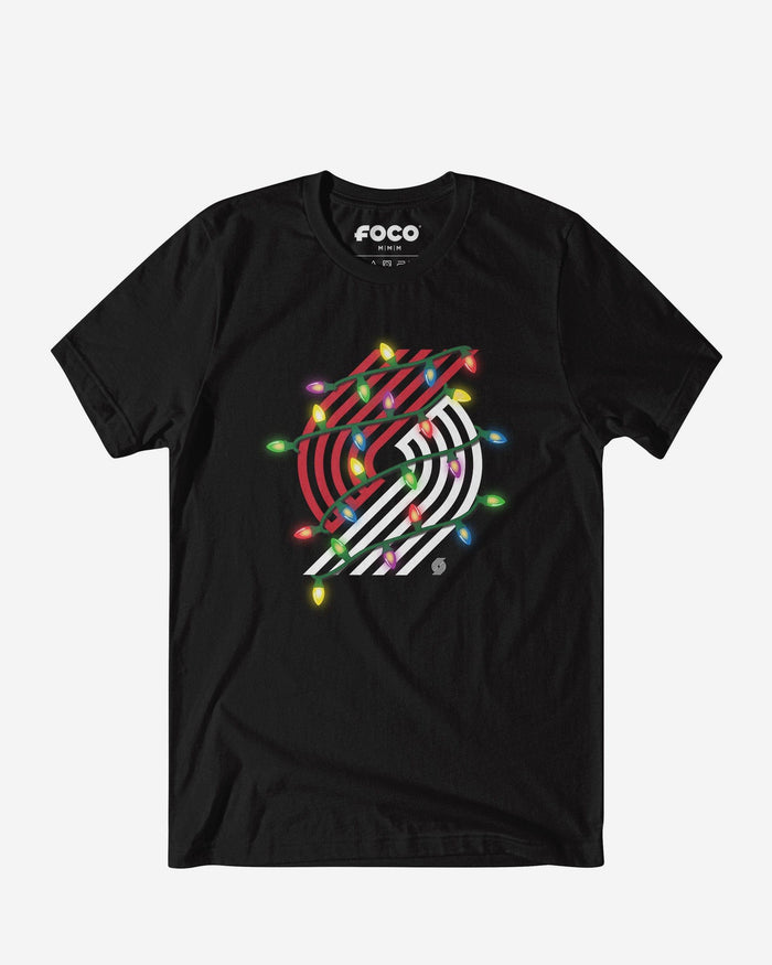 Portland Trail Blazers Primary Logo Holiday Lights T-Shirt