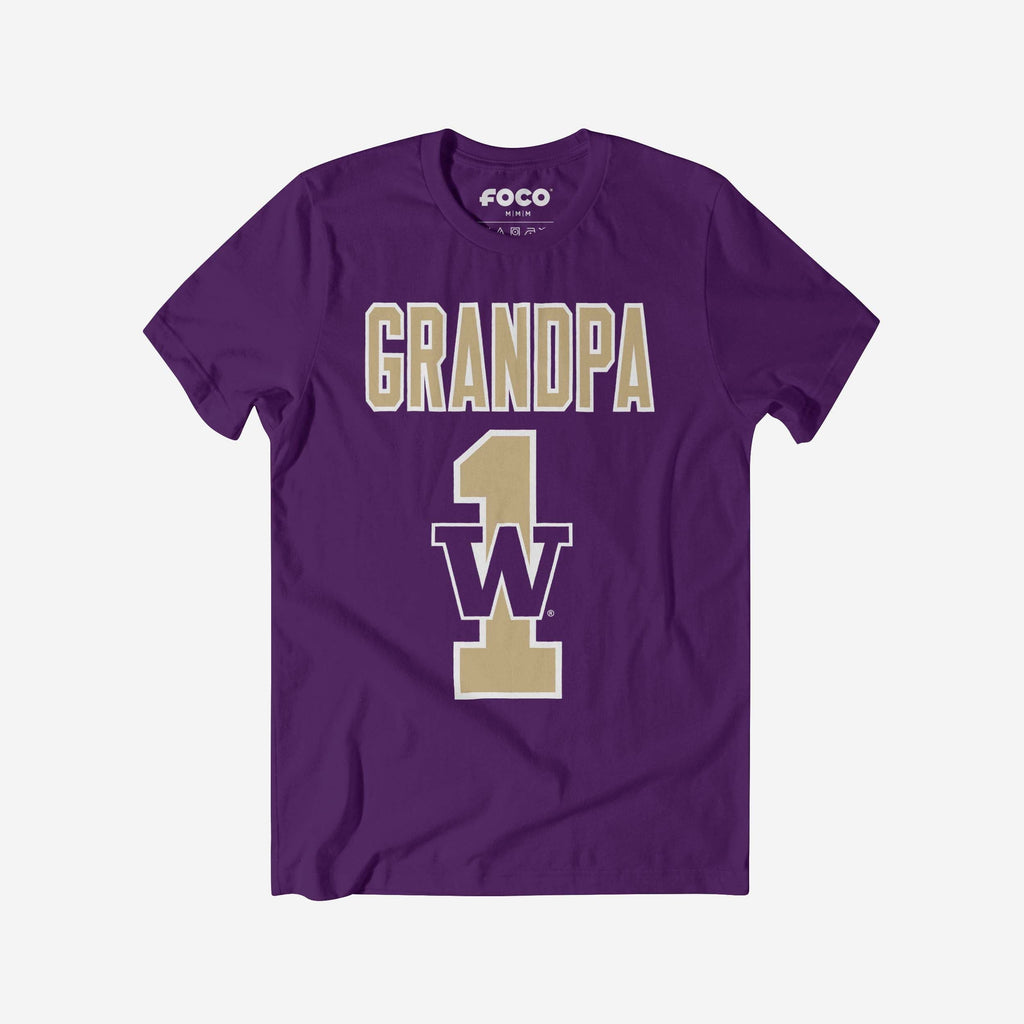 Washington Huskies Number 1 Grandpa T-Shirt FOCO S - FOCO.com