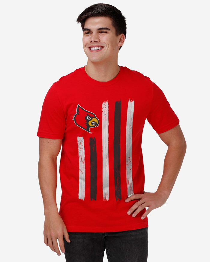 Louisville Cardinals Brushstroke Flag T-Shirt FOCO - FOCO.com