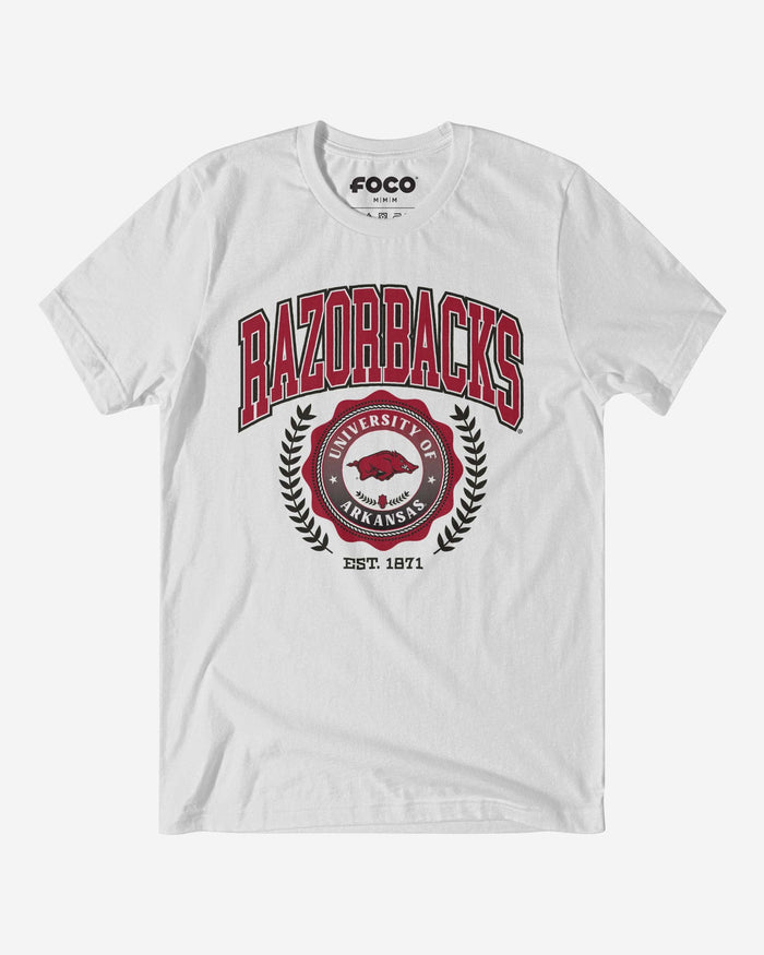 Arkansas Razorbacks Team Crest T-Shirt FOCO White S - FOCO.com