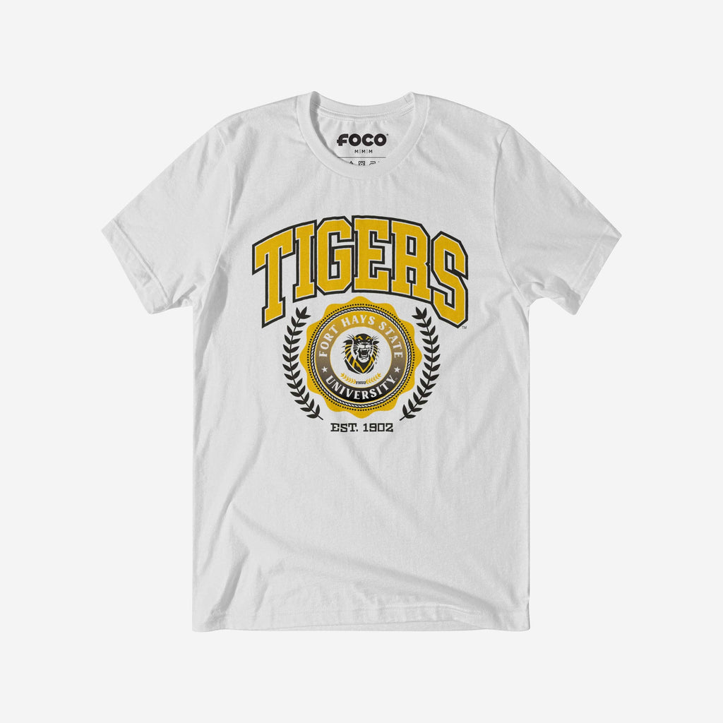 Fort Hays State Tigers Team Crest T-Shirt FOCO White S - FOCO.com