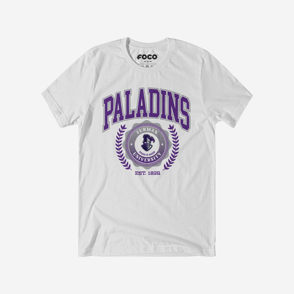 Furman Paladins Team Crest T-Shirt FOCO White S - FOCO.com