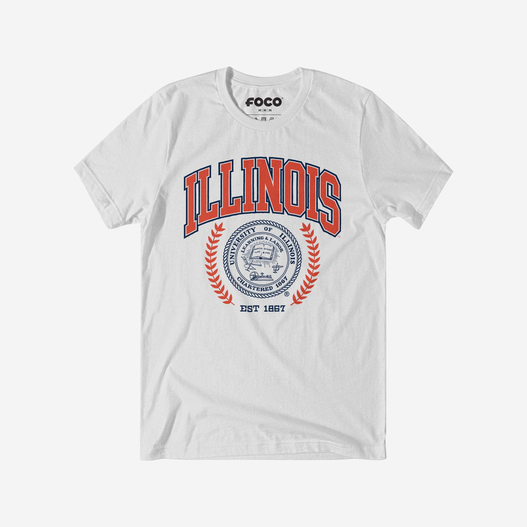 Illinois Fighting Illini Team Crest T-Shirt FOCO White S - FOCO.com