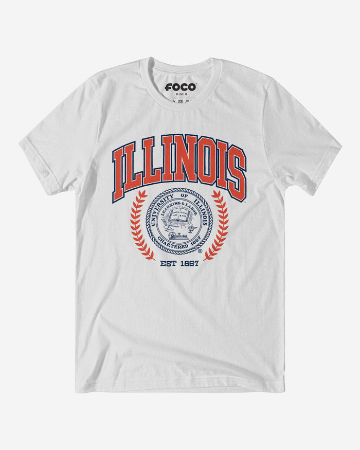 Illinois Fighting Illini Team Crest T-Shirt FOCO White S - FOCO.com