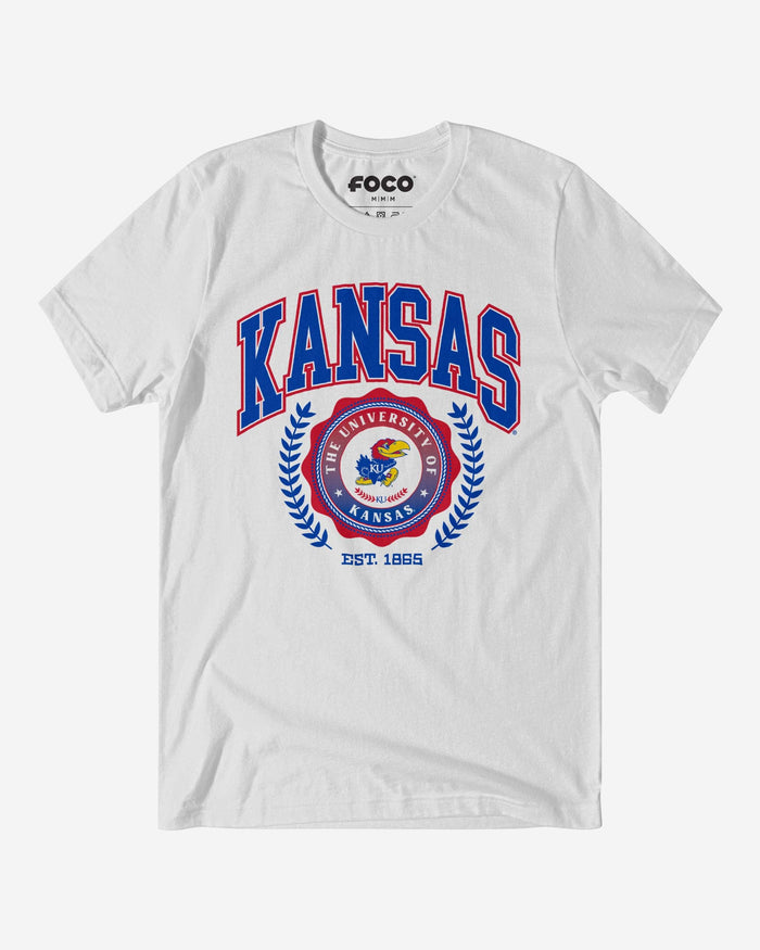 Kansas Jayhawks Team Crest T-Shirt FOCO White S - FOCO.com