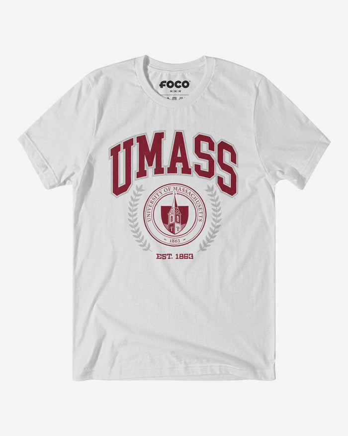 UMass Minutemen Team Crest T-Shirt FOCO White S - FOCO.com