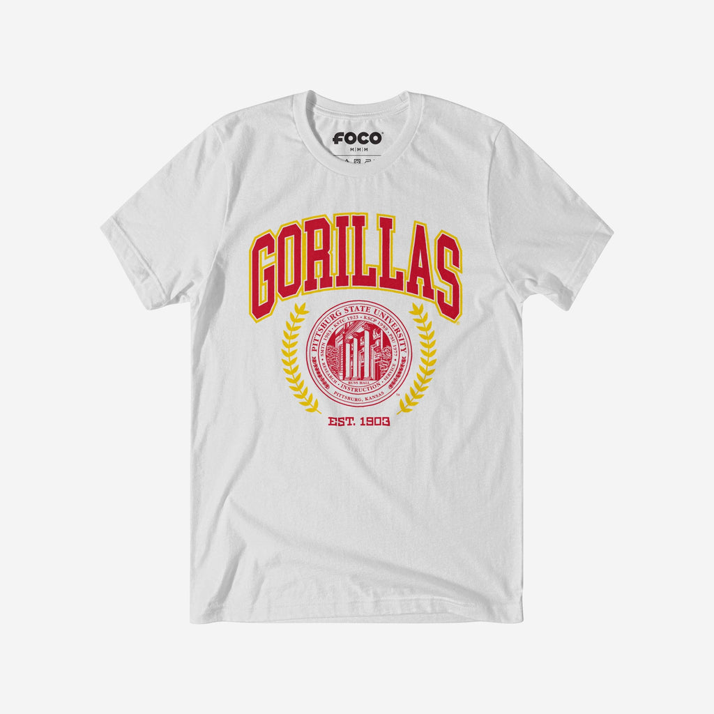 Pittsburg State Gorillas Team Crest T-Shirt FOCO White S - FOCO.com