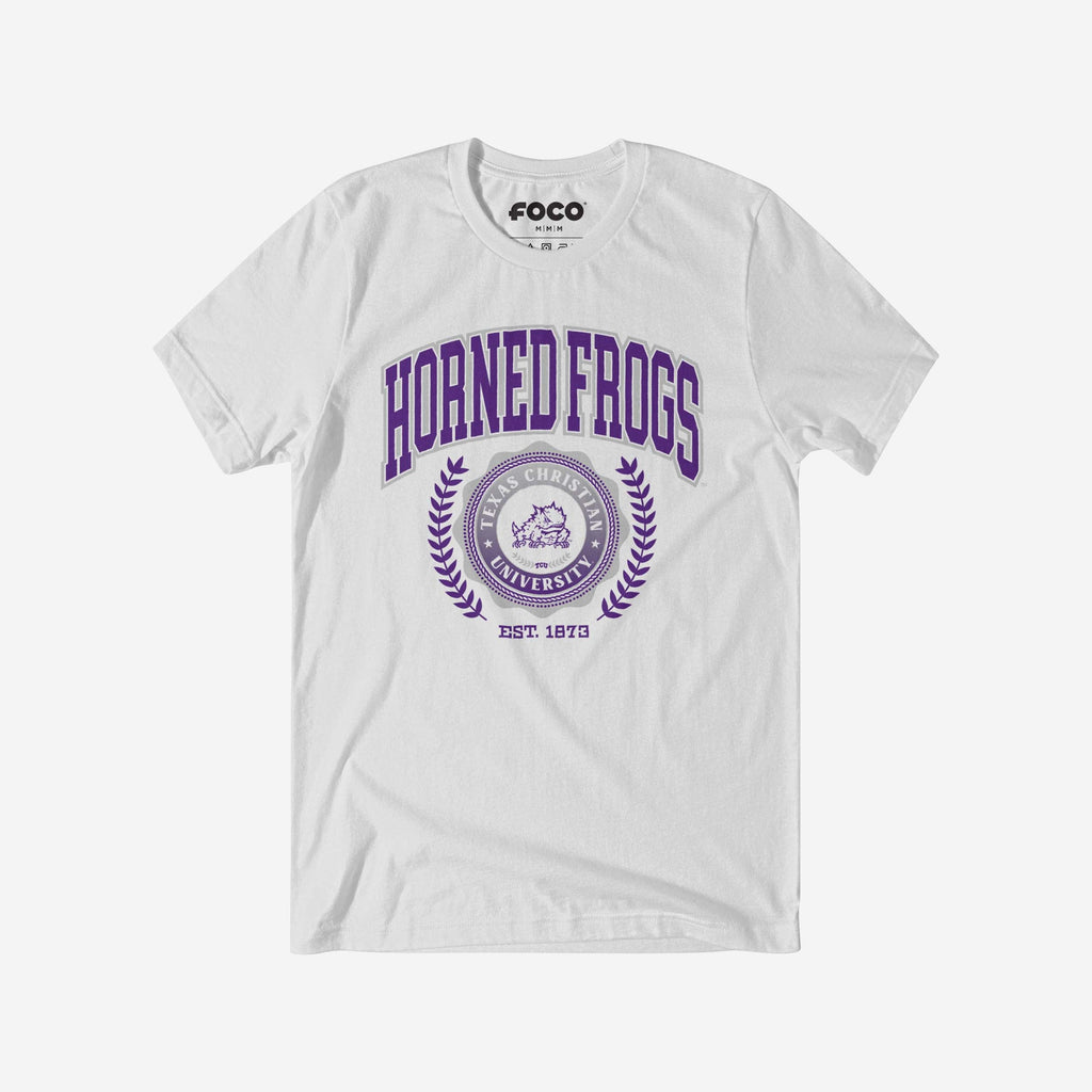 TCU Horned Frogs Team Crest T-Shirt FOCO White S - FOCO.com