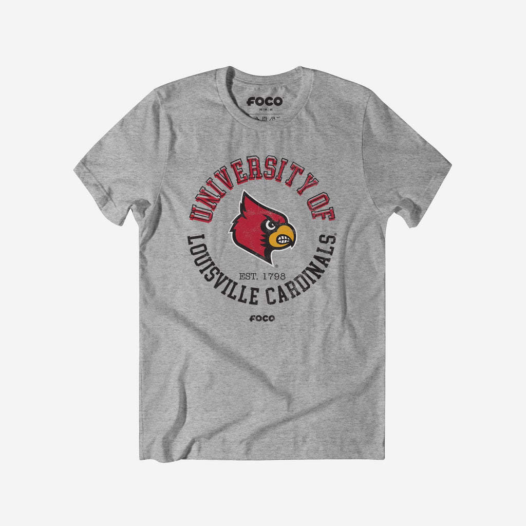 Louisville Cardinals Circle Vintage T-Shirt FOCO S - FOCO.com