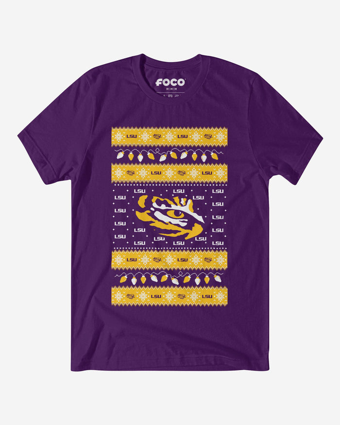 LSU Tigers Holiday Lights Sweater T-Shirt FOCO S - FOCO.com