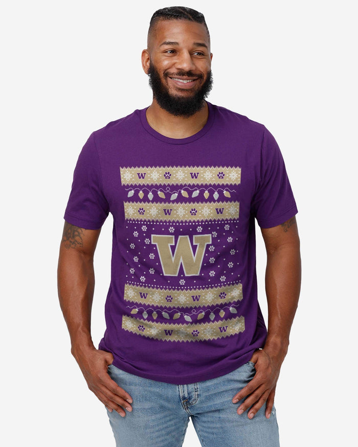 Washington Huskies Holiday Lights Sweater T-Shirt FOCO - FOCO.com