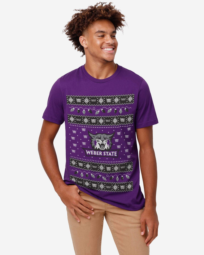 Weber State Wildcats Holiday Lights Sweater T-Shirt FOCO - FOCO.com