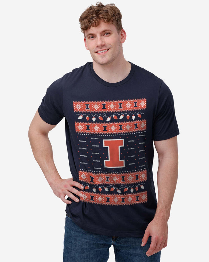 Illinois Fighting Illini Holiday Lights Sweater T-Shirt FOCO - FOCO.com