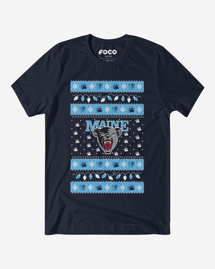 Maine Black Bears Holiday Lights Sweater T-Shirt FOCO S - FOCO.com