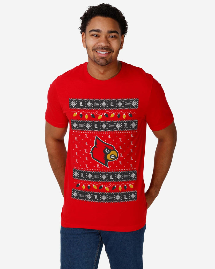 Louisville Cardinals Holiday Lights Sweater T-Shirt FOCO - FOCO.com